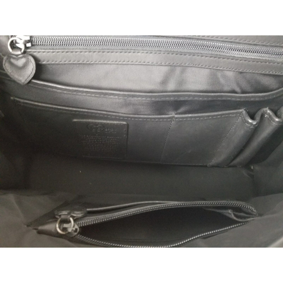 Brighton briefcase Shoulder bag black woven leather Croc embossed turn lock - Picture 12 of 12